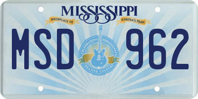 MS license plate MSD962