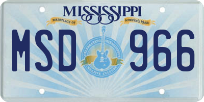 MS license plate MSD966