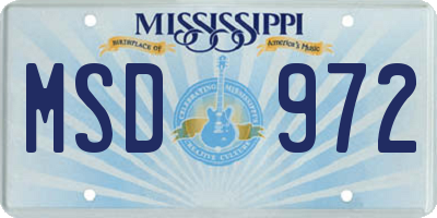 MS license plate MSD972