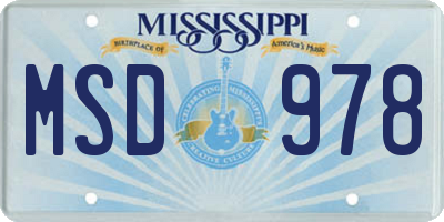 MS license plate MSD978