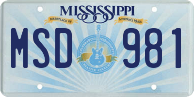 MS license plate MSD981