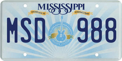 MS license plate MSD988
