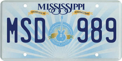 MS license plate MSD989