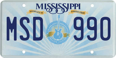 MS license plate MSD990