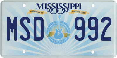 MS license plate MSD992