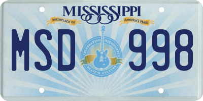 MS license plate MSD998