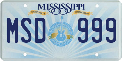 MS license plate MSD999