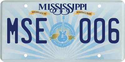MS license plate MSE006