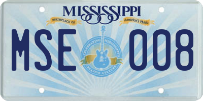 MS license plate MSE008