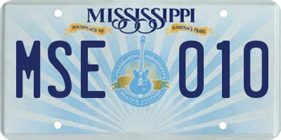 MS license plate MSE010