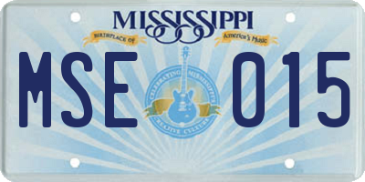 MS license plate MSE015