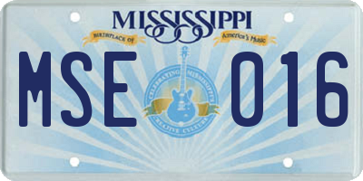 MS license plate MSE016