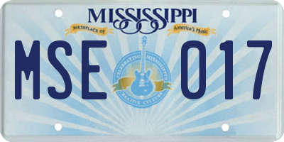 MS license plate MSE017