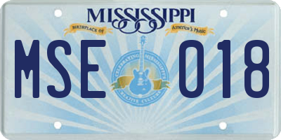 MS license plate MSE018