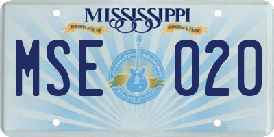 MS license plate MSE020