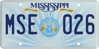 MS license plate MSE026