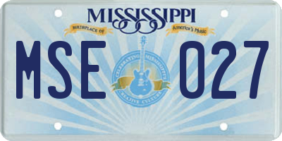 MS license plate MSE027
