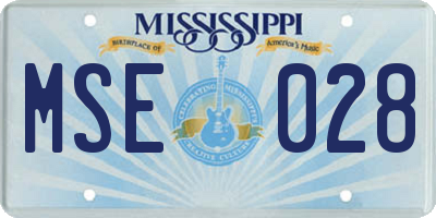 MS license plate MSE028