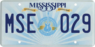 MS license plate MSE029