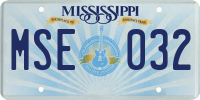 MS license plate MSE032