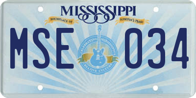 MS license plate MSE034