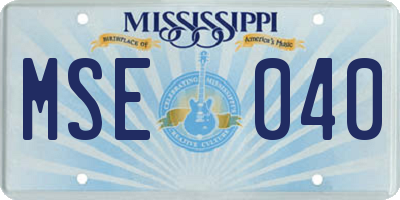 MS license plate MSE040