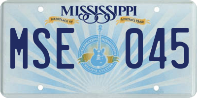 MS license plate MSE045