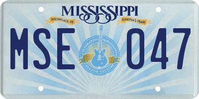 MS license plate MSE047