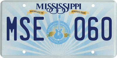 MS license plate MSE060