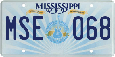 MS license plate MSE068