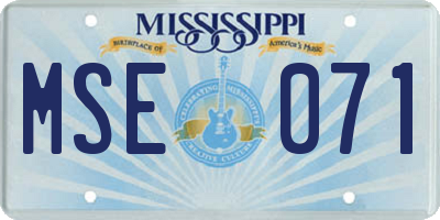 MS license plate MSE071