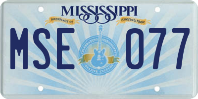 MS license plate MSE077