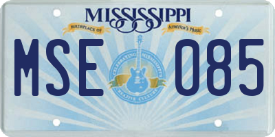 MS license plate MSE085