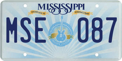 MS license plate MSE087