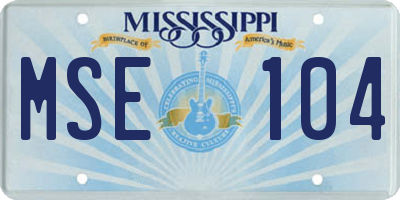 MS license plate MSE104