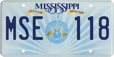 MS license plate MSE118