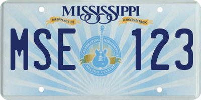 MS license plate MSE123