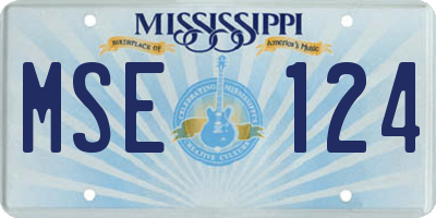 MS license plate MSE124