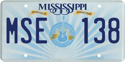 MS license plate MSE138