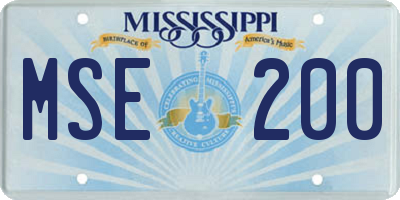 MS license plate MSE200