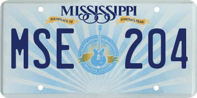 MS license plate MSE204