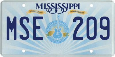 MS license plate MSE209