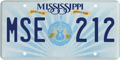 MS license plate MSE212