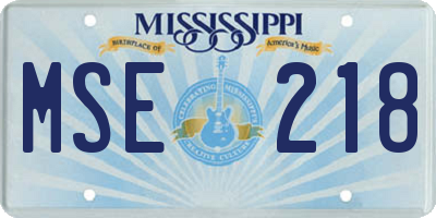 MS license plate MSE218