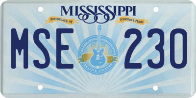 MS license plate MSE230