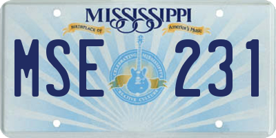 MS license plate MSE231
