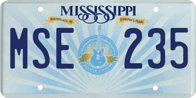 MS license plate MSE235