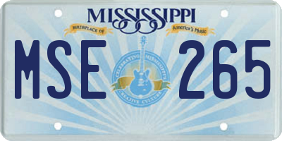MS license plate MSE265