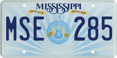 MS license plate MSE285