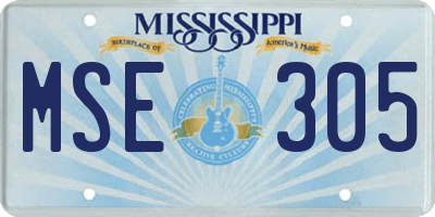 MS license plate MSE305